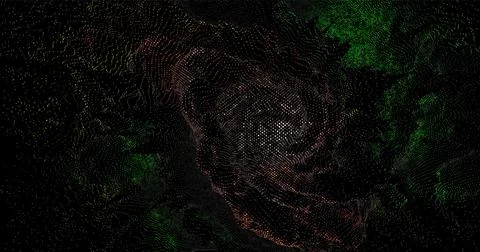 Wave pattern vector. 3D glowing abstract digital particles background. Tech.. Illustrazione stock