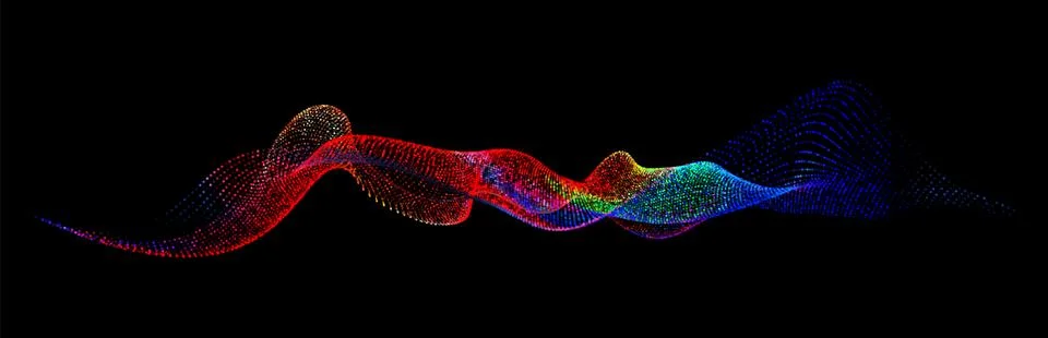 Wave pattern vector. 3D glowing abstract digital particles background. Tech.. Illustrazione stock