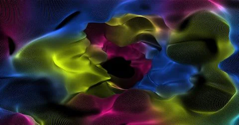 Wave pattern vector. 3D glowing abstract digital particles background. Techno Stock Illustration