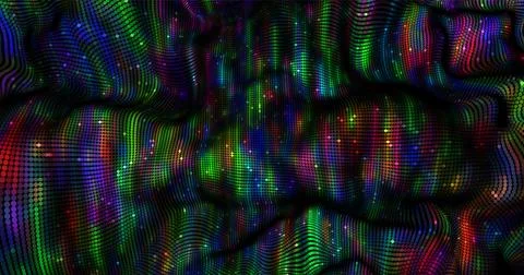 Wave pattern vector. 3D glowing abstract digital particles background. Tech.. Stock Illustration