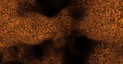 Wave pattern vector. 3D glowing abstract digital particles background. Tech.. Illustrazione stock