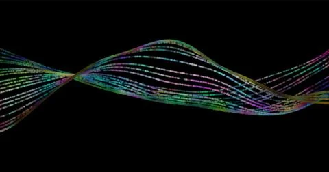 Wave pattern vector. 3D glowing abstract digital particles background. Techno Stock Illustration