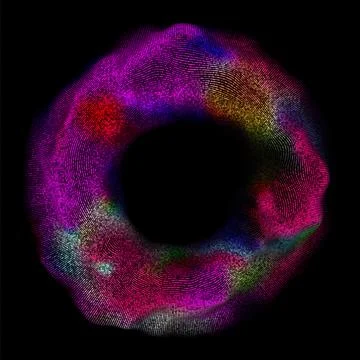 Wave pattern vector. 3D glowing abstract digital particles background. Techno Illustrazione stock