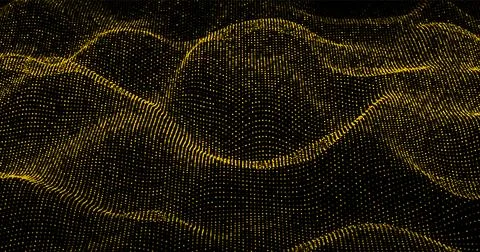 Wave pattern vector. 3D glowing abstract digital gold particles background. T Stock Illustration