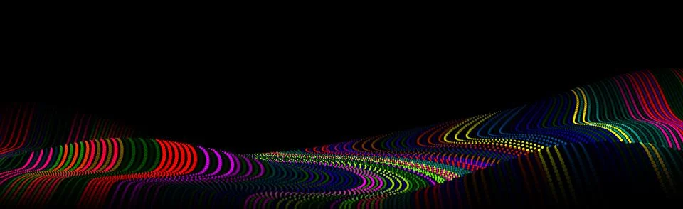 Wave pattern vector. 3D glowing abstract digital particles background. Tech.. Stock Illustration