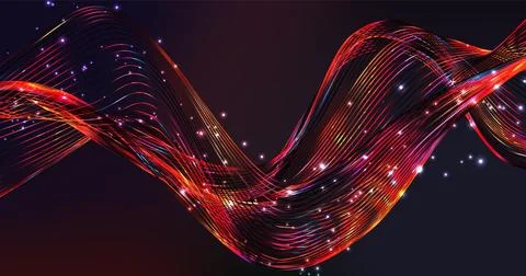 Wave pattern vector. 3D glowing abstract digital particles background. Tech.. Stock Illustration