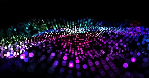 Wave pattern vector. 3D glowing abstract digital particles background. Techno Stock Illustration