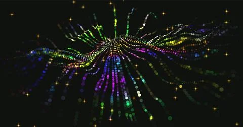 Wave pattern vector. 3D glowing abstract digital particles background. Techno Stock Illustration