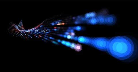 Wave pattern vector. 3D glowing abstract digital particles background. Techno Stock Illustration