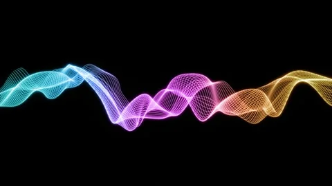 Wave patterns on black background. Waving glowing strip lines RGB colors. Stock Footage 324514564