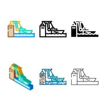 Wave plant multipack tidal power color icon vector Stock Illustration