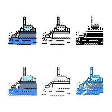 Wave plant tidal power forms color icon vector Stock Illustration