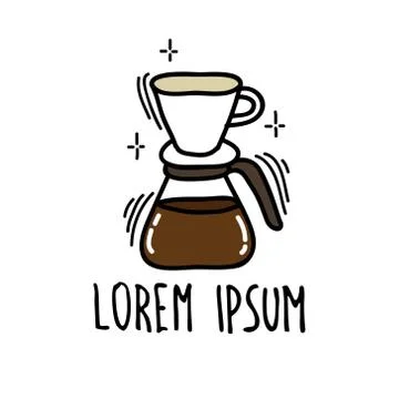 Wave pour over coffee maker doodle icon, vector illustration Stock Illustration