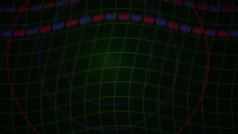 Wave Propagation Simulation on a Green Grid with Red and Blue Glowing Parti.. Stock Footage 343773113