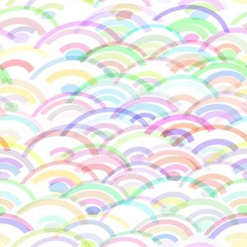 Wave rainbow seamless pattern abstract scales simple Nature background japane Stock Illustration