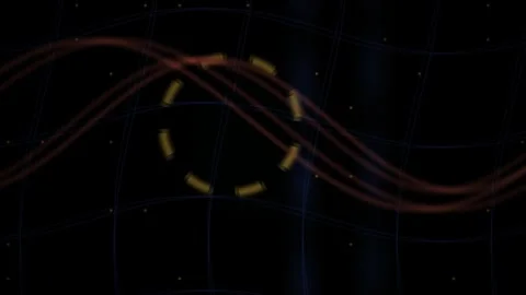 Wave Red Abstract Curve Intersection on Dark Grid Background for Technology.. Stock Footage 343772994