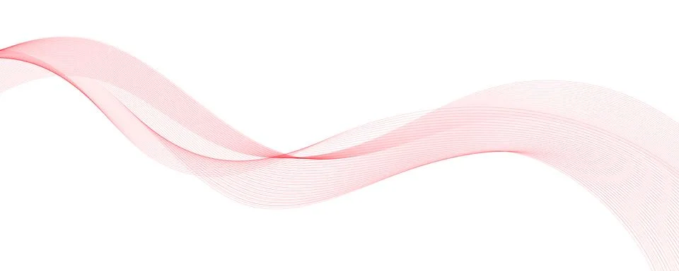 Wave red lines background. Flowing curved smoke lines. Template for banner Stock Illustration