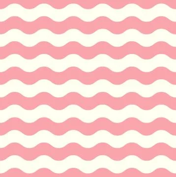 Wave retro seamless pattern - pastel pink and white Stock Illustration