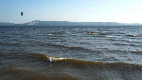 Wave on river Volga Stock Footage 80673408