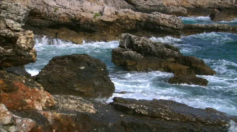 Wave on rock 1  audio Stock Footage 253206