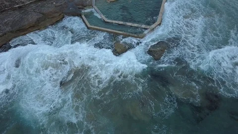 Wave rock pool Stock Footage 104788030