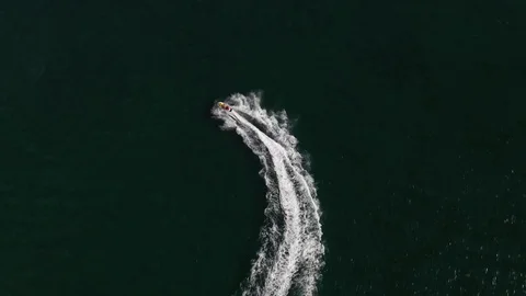 Wave Runner Along Ocean Reef In Caribbean Cayes Aerial Shot Stock Footage 114838976