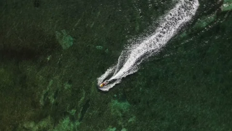 Wave Runner Caribbean Ocean Reef Drone Shot 4K Stock Footage 114858075