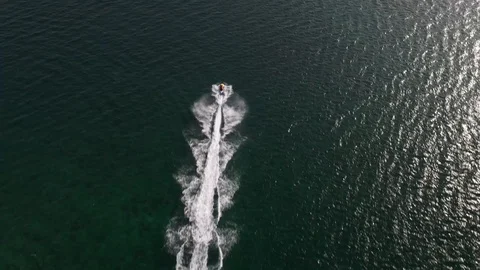 Wave Runner Ocean Sunset Aerial Shot 4K 스톡 동영상 114849002