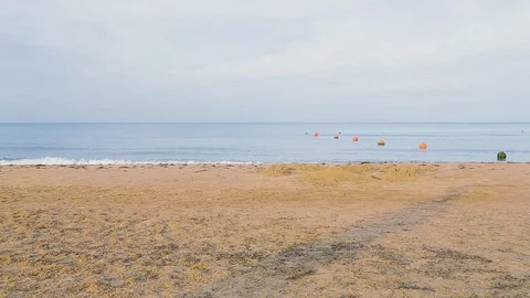 A wave running on the seashore on a cloudy day Stock Footage 122845071