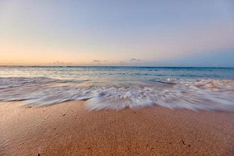 Wave On Sandy Beach. Background. Splash of waves on the sandy beach. foam, su Stock Photos