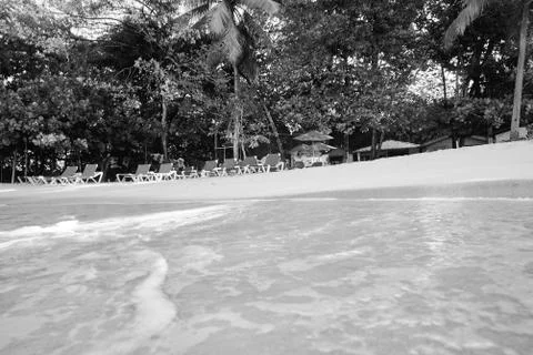 Wave On Sandy Beach. Background. Splash of waves on the sandy beach. foam, su Stock Photos