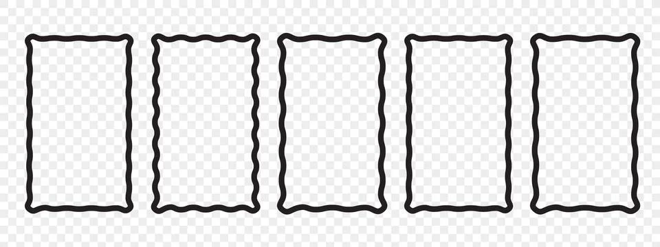 Wave scalloped edge frames set. Trendy curved rectangle frame box. Modern v.. Stock Illustration