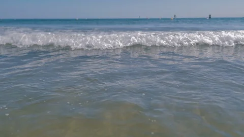 Wave of the sea is approaching in slow motion to the shore Stock Footage 124375183