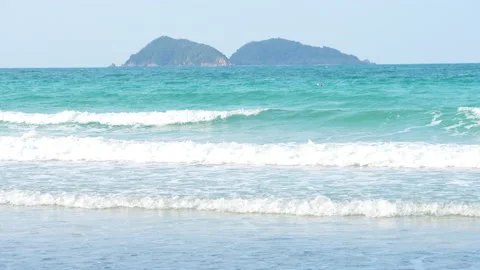 Wave sea on beach of slow motion on summer of sunny background Video stock 238740781