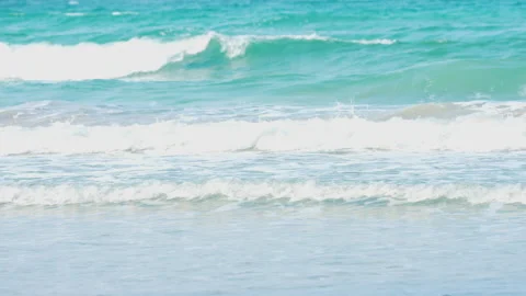 Wave sea on beach of slow motion on summer of sunny background Stock Footage 238740957