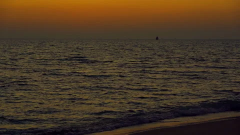 Wave sea beach on sunset sky background 스톡 동영상 140809146