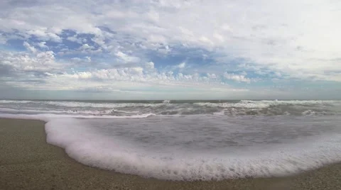 Wave of the sea on the sand beach Stock Footage 40011397