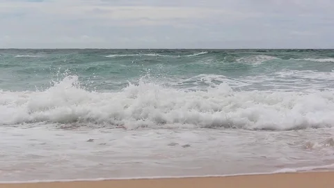 Wave of the sea on the sand beach Stock Footage 78618479