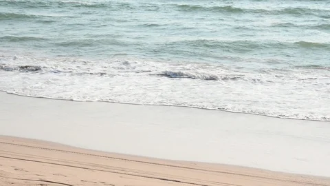 Wave of the sea on the sand beach Stock Footage 124114650