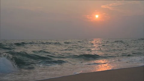 Wave of the sea on the sand beach. Stock Footage 129824026