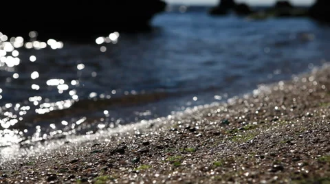 Wave of the sea on the sandy beach Stock Footage 39645331