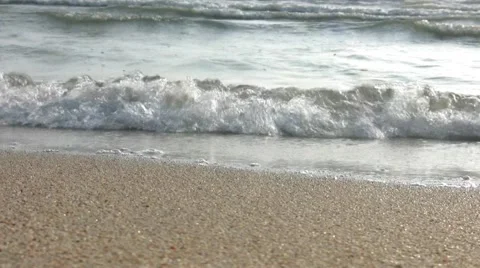 Wave of sea on sandy beach Stock Footage 48251009