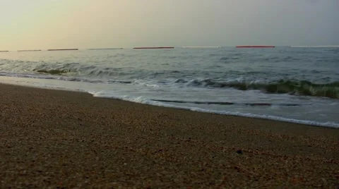 Wave of sea on sandy beach Stock Footage 48251362