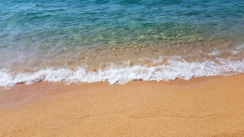 Wave of the sea on the sandy beach Stock Footage 95592352