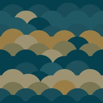 Wave of the sea seamless pattern abstract scales simple Nature background jap Stock Illustration