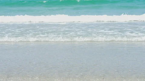 Wave sea slow motion on sand of beach on summer season Vidéo 237337381