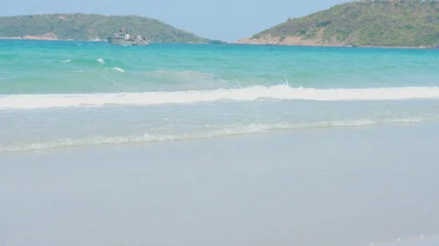 Wave sea slow motion on sand of beach on summer season 動画素材 237337504