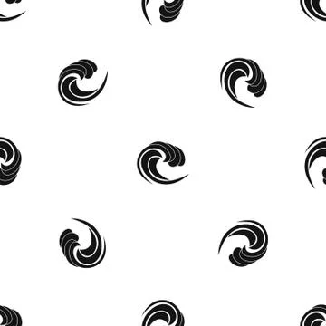 Wave of sea tide pattern seamless black Stock Illustration