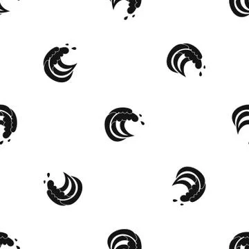 Wave of sea tide pattern seamless black Illustrazione stock