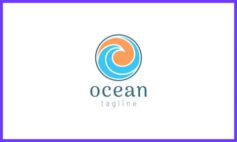 Wave of sea water in a circle with abstract style Stock Illustration